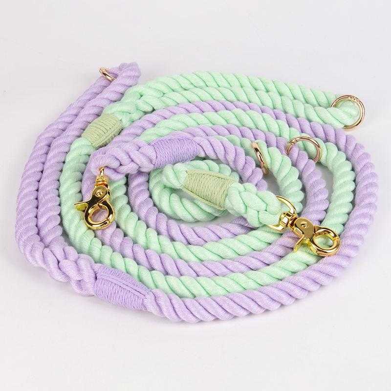 Customized Colour Strong Large Breed Cotton Handmade Hands Free Dog Leash For Two Dogs