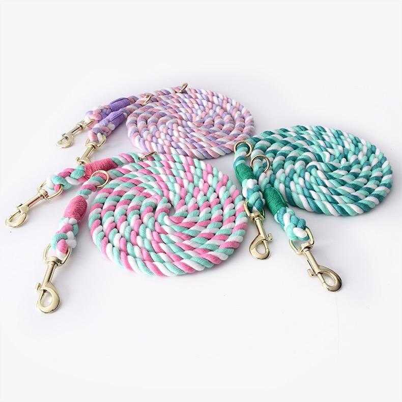 Customized Luxury Cotton Handsfree Hands Free Hand-free Rope Dog Leash Pet Dog Leashes