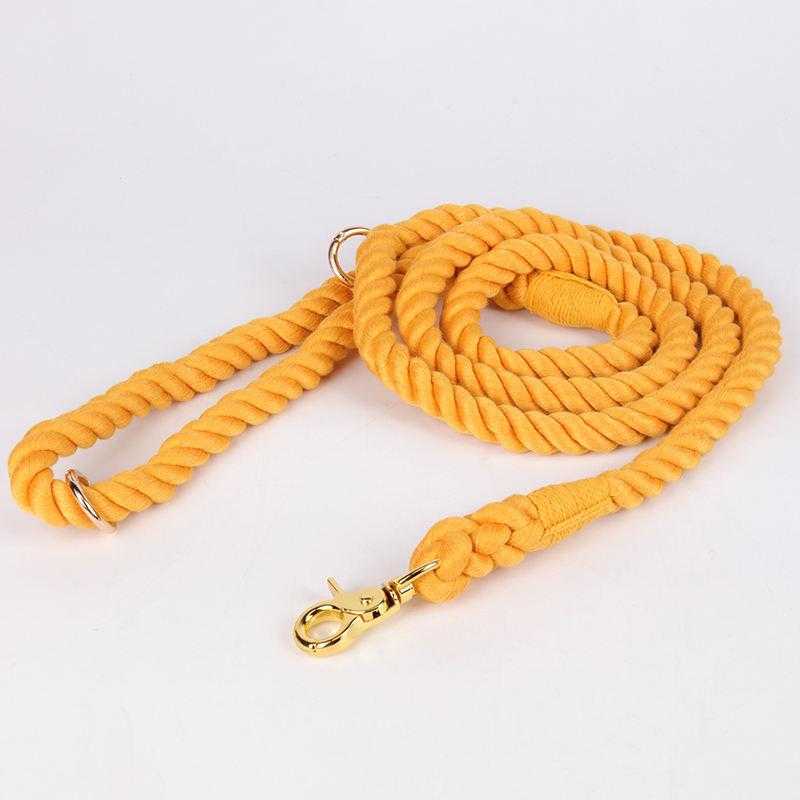 Heavy Duty Handmade Orange Cotton Rope Dog Leashes Hands Free With Adjustable Waist Belt