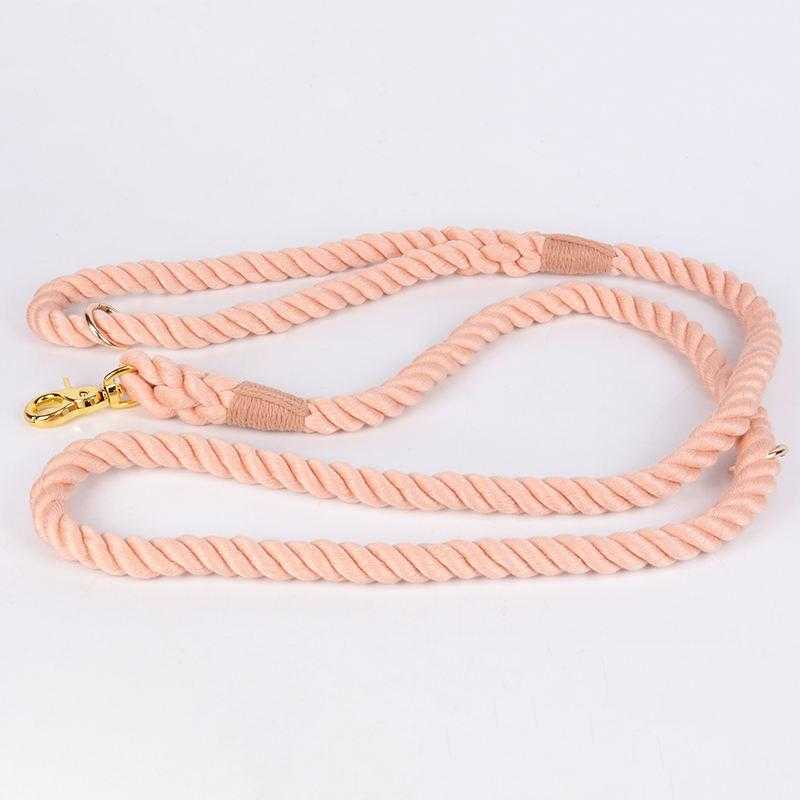 Plain Blank Hand Made Luxury Collar And Leash For Small Dogs Hands Free Cotton Rope Leash Lead For Dogs