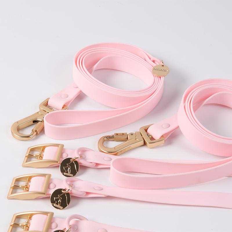 Pvc Coated Webbing Strap Manufacturers Adjustable Custom Pink Plain Luxury Dog Cat Collar And Leash Set