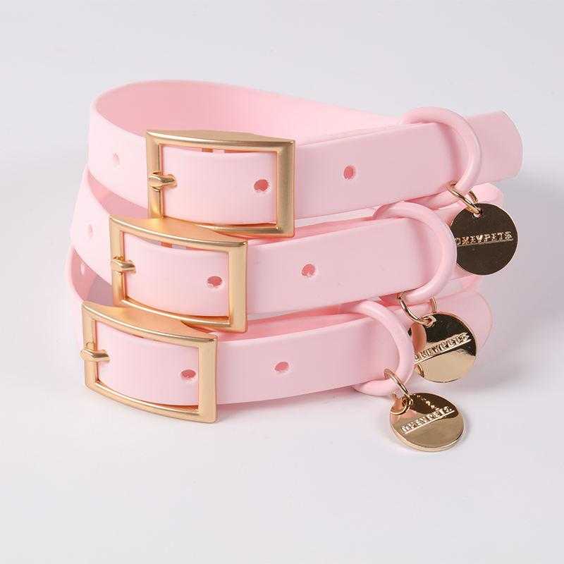 Pvc Coated Webbing Strap Manufacturers Adjustable Custom Pink Plain Luxury Dog Cat Collar And Leash Set