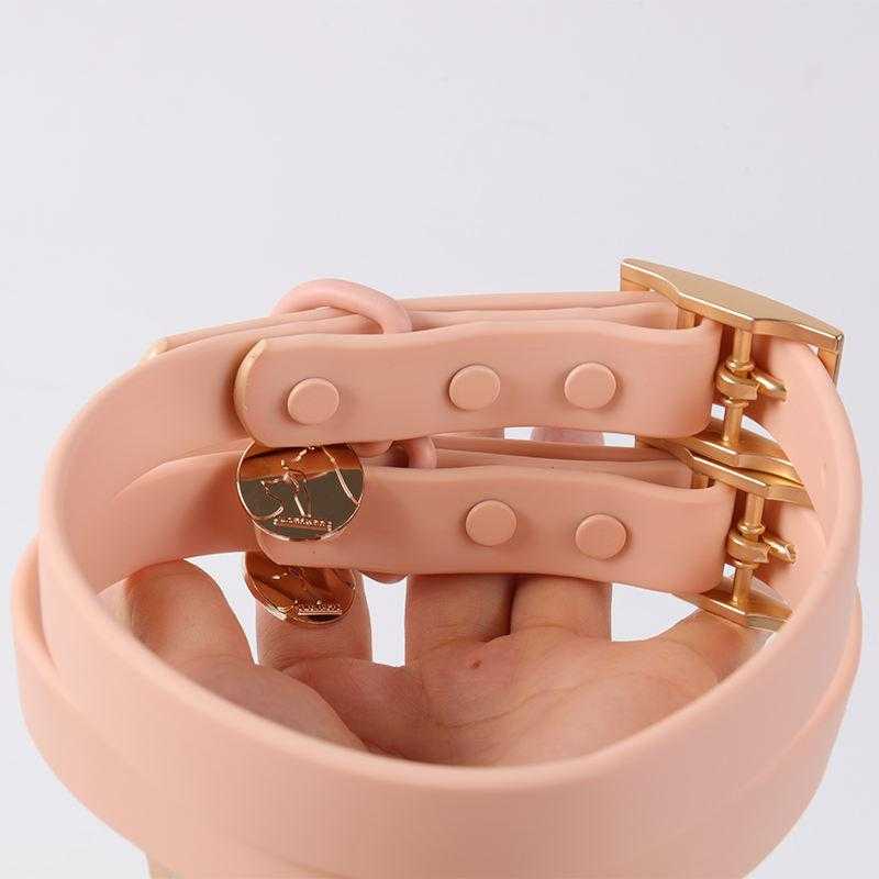 New Style Pvc Coated Waterproof Blank Pink Designer Luxury Pet Dog Adjustable Collar And Leash Set