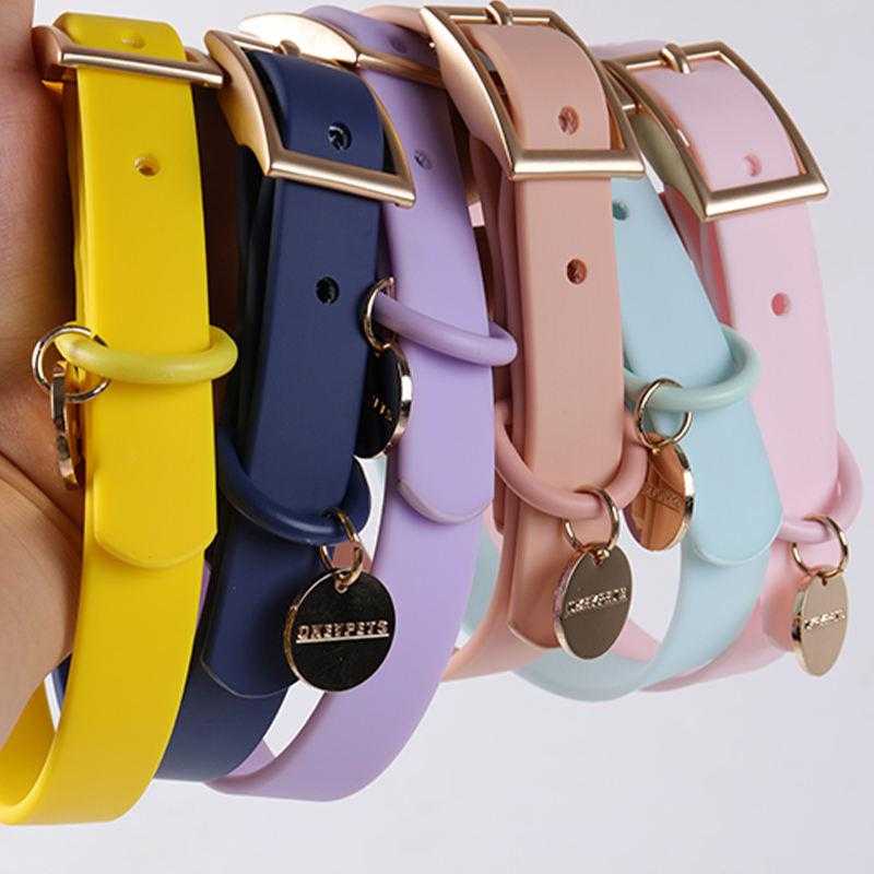 Fashion Customised Solid Colour Waterproof Webbing Collar Soft Pvc Coated Dog Collar And Leash Set