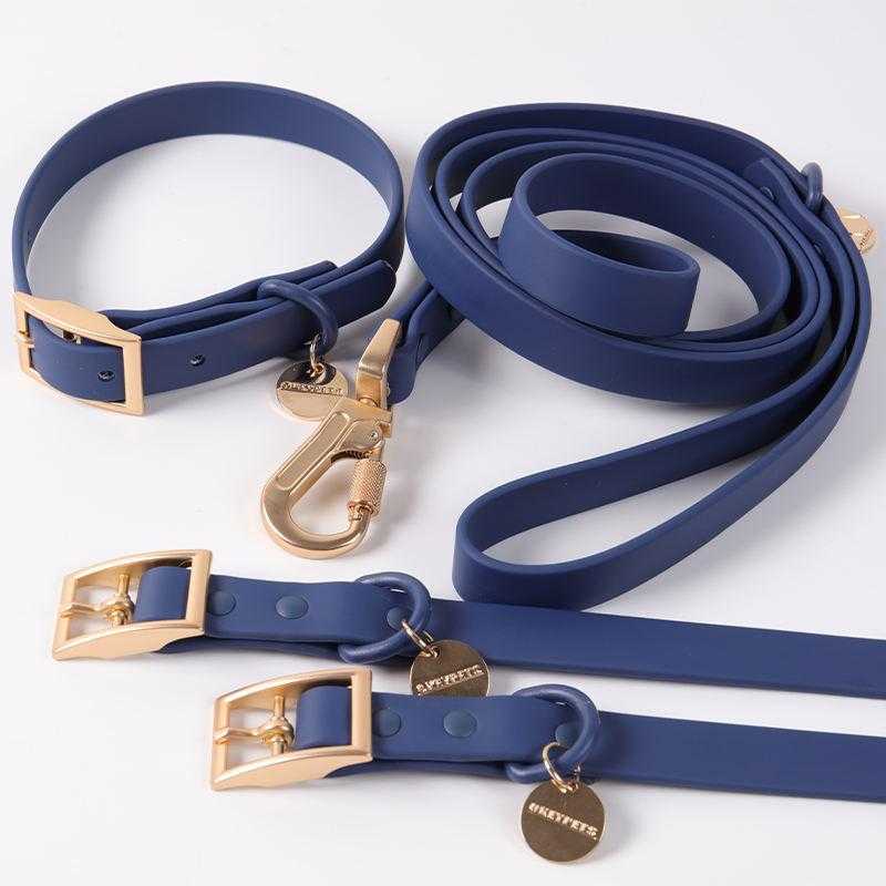 Fashion Customised Solid Colour Waterproof Webbing Collar Soft Pvc Coated Dog Collar And Leash Set