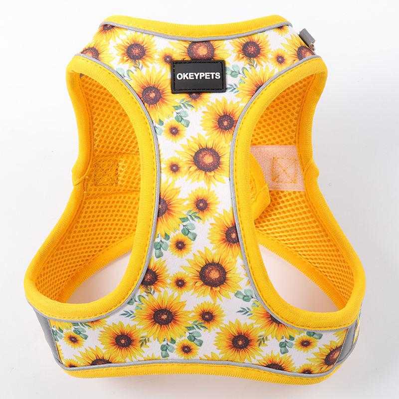 Private Label Pet Leash Custom Soft Sunflower Design Adjustable Sublimation Pattern Neoprene Dog Leash