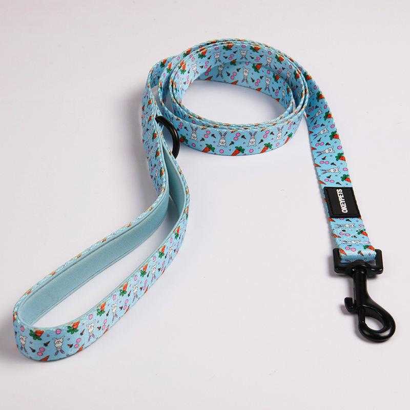 Private Label Pet Leash Custom Soft Sunflower Design Adjustable Sublimation Pattern Neoprene Dog Leash