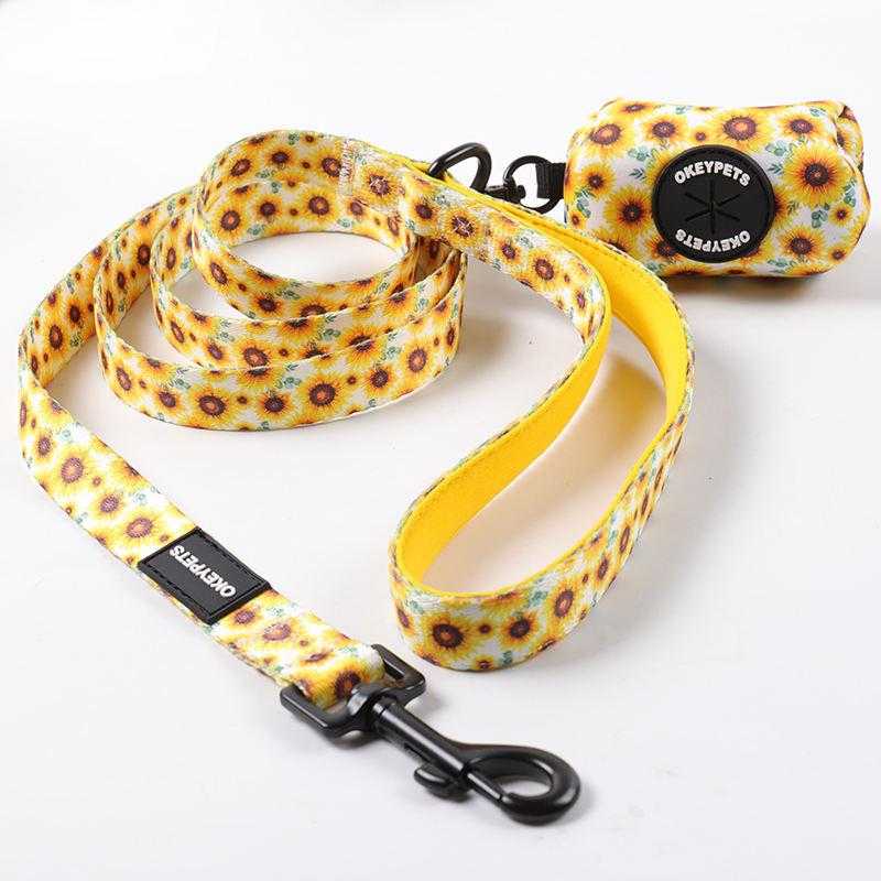 Wholesale Custom Modern Dog Leash Polyester Sunflower Pattern Dog Leash Strap Luxury