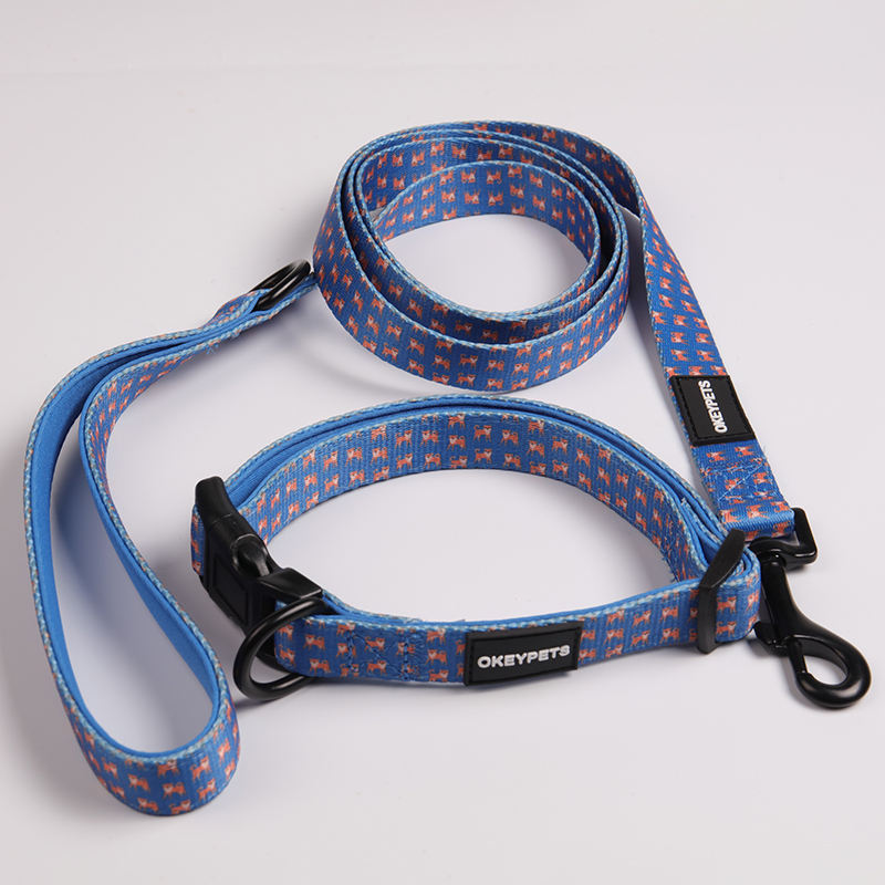 Dog Collar Leash Manufacturers Designer Sublimation Luxury Dog Leashes And Collars With Bow Tie