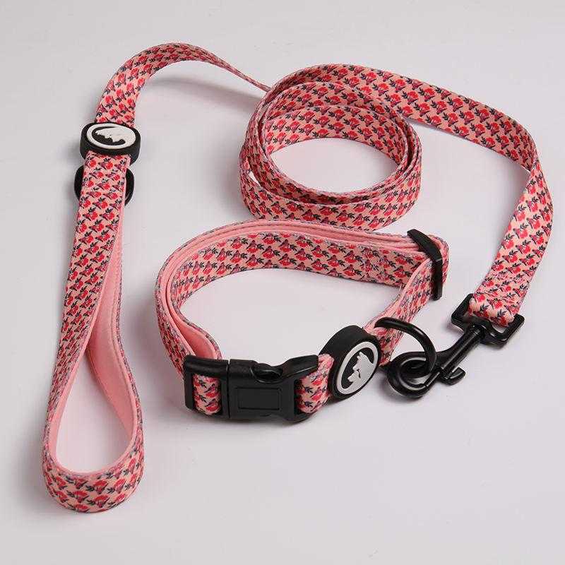 Dog Collar Leash Manufacturers Designer Sublimation Luxury Dog Leashes And Collars With Bow Tie