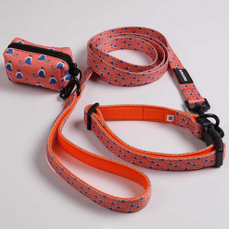 Dog Collar Leash Manufacturers Designer Sublimation Luxury Dog Leashes And Collars With Bow Tie