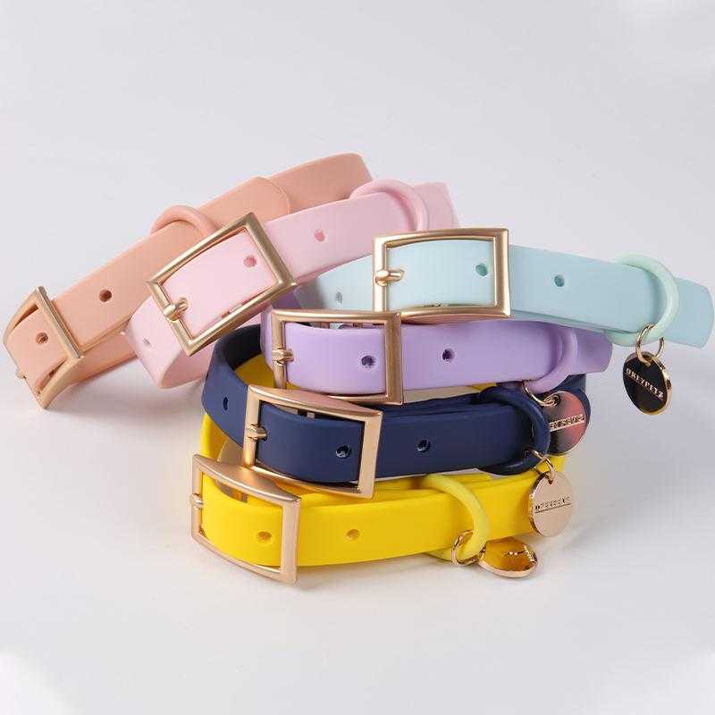 Custom Metal Buckle Adjustable Pvc Coated Webbing Collar In Bulk Fashionable Pvc Silicone Dog Collar Set