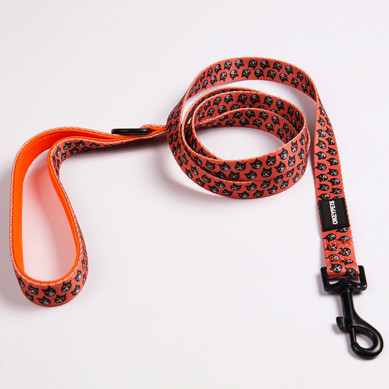 Luxury Free Design Sublimation Custom Print Logo Wholesale Neoprene Padded Handle Dog Leash