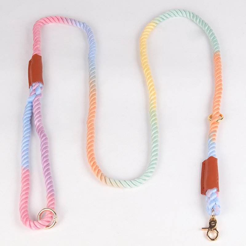 Multi Colorful Pink Ombre Wedding Hand-made Cotton Rope Leash Lead For Girl