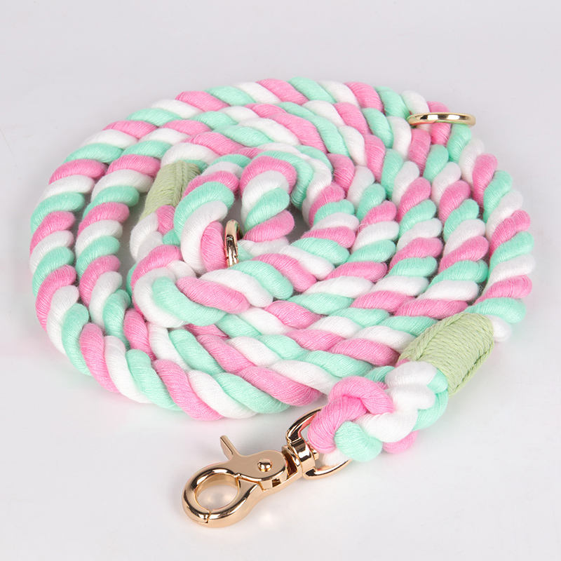 Wholesale Low Moq Long Handmade Cotton Rope Leash Lead Heavy Duty Luxury Multi Colored Cotton Rope Lead