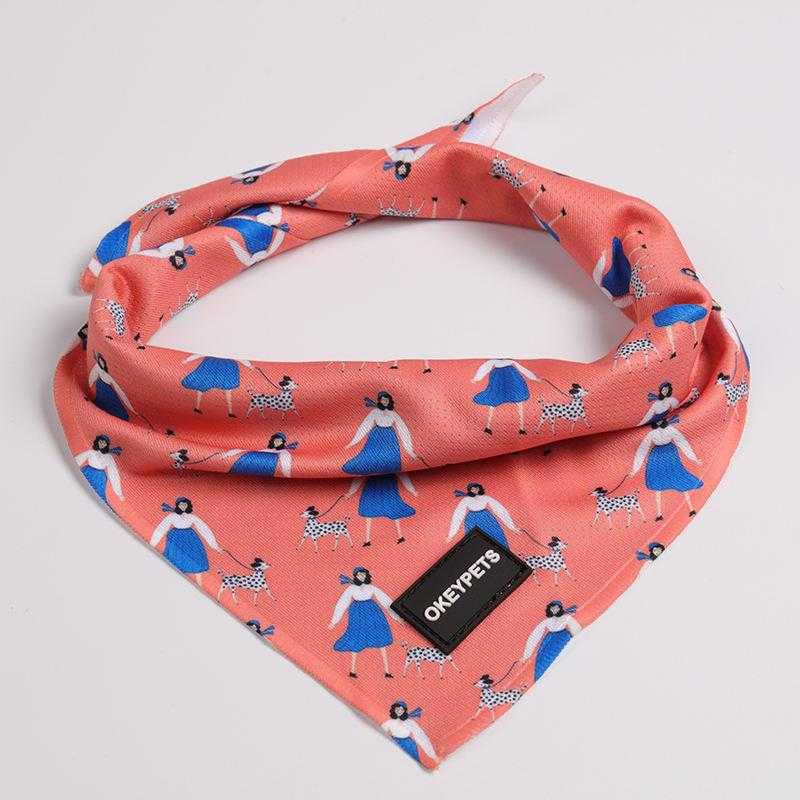 High Quality Breathable Print Cute Custom Logo Pet Dog Bandana Scarf Polyester Dog Bandana