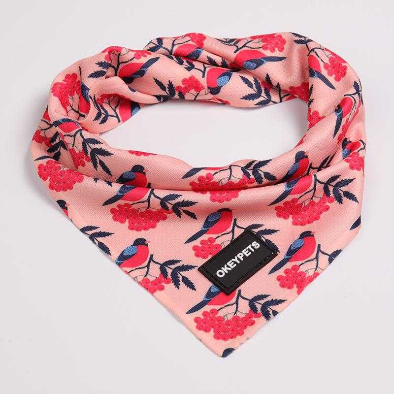 High Quality Breathable Print Cute Custom Logo Pet Dog Bandana Scarf Polyester Dog Bandana