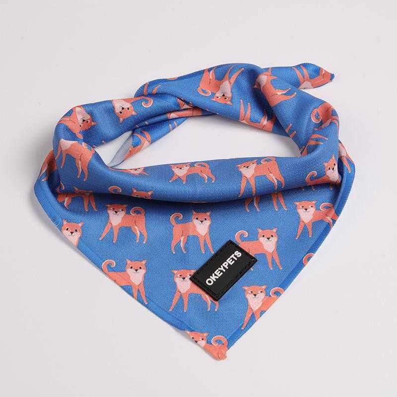 High Quality Breathable Print Cute Custom Logo Pet Dog Bandana Scarf Polyester Dog Bandana