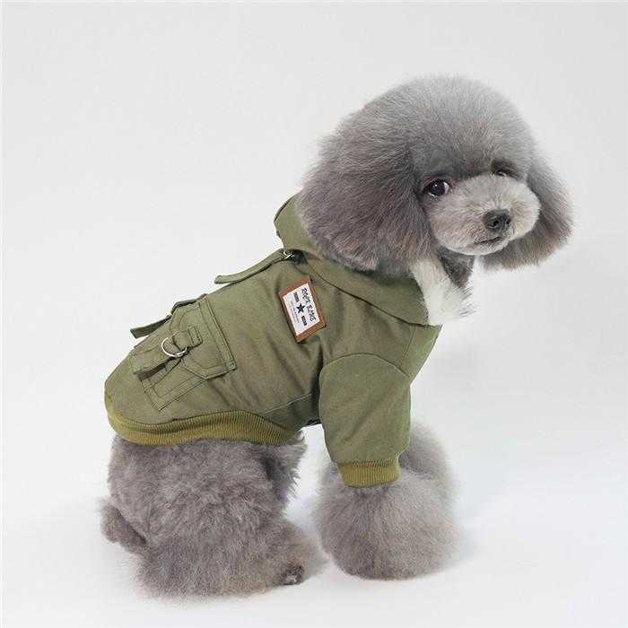 Ropa De Mascotas Fur Hoodie Thicken Double Pocket Industrial Style Warm Dog Jacket Coat Costume Winter Dog Clothes