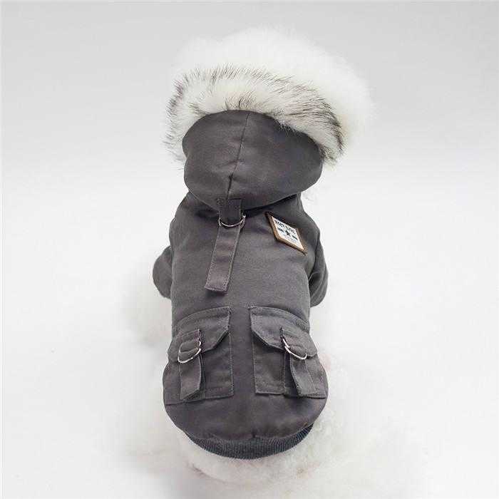 Ropa De Mascotas Fur Hoodie Thicken Double Pocket Industrial Style Warm Dog Jacket Coat Costume Winter Dog Clothes