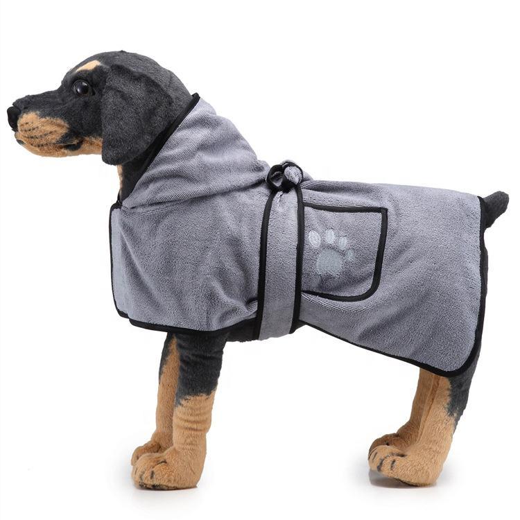 Water Absorbent Soft Pet Dog Double Bag Quickly Dry Microfiber Pet Dog Bath Towel Bathrobe