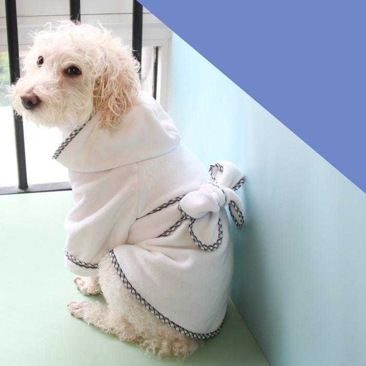 Comfortable White Polyester Fiber Soft Pet Bathrobe For Wholesale With Belt