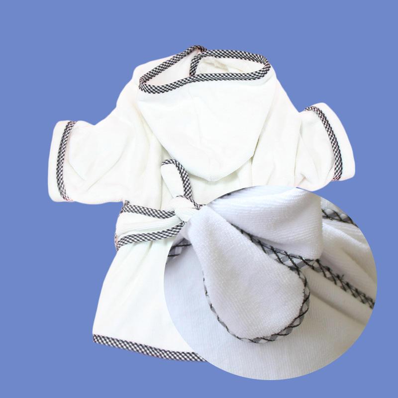 Comfortable White Polyester Fiber Soft Pet Bathrobe For Wholesale With Belt