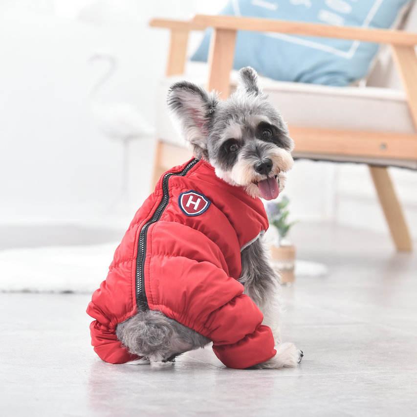 Winter Pet Jackets Warm Four-legged High-neck Windbreaker Hooded Jackets Dog Clothes