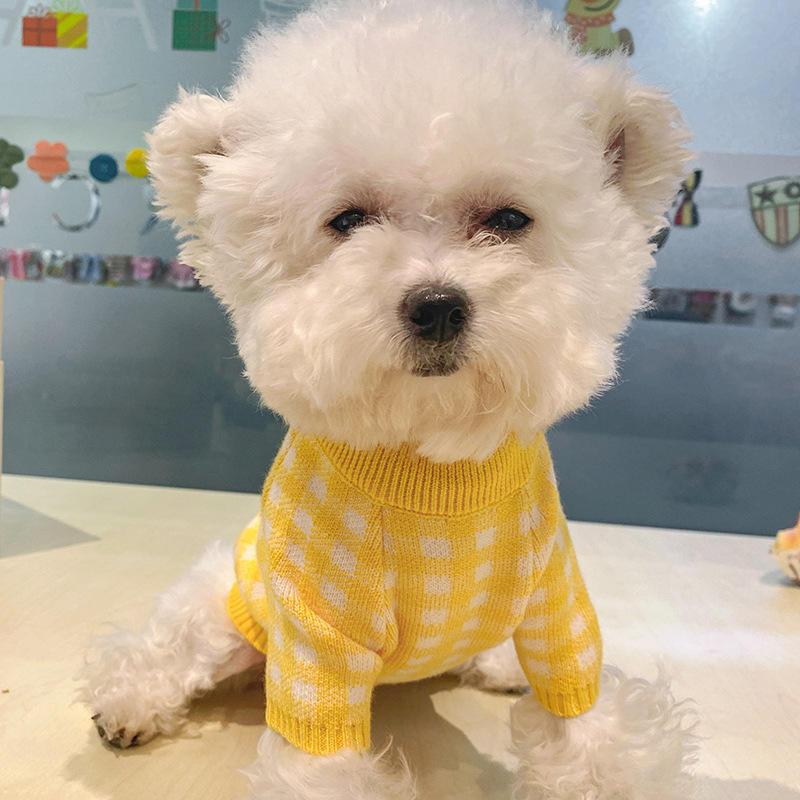 Autumn And Winter Lattice Customized Knitted Winter Pet Sweater Dog Clothes