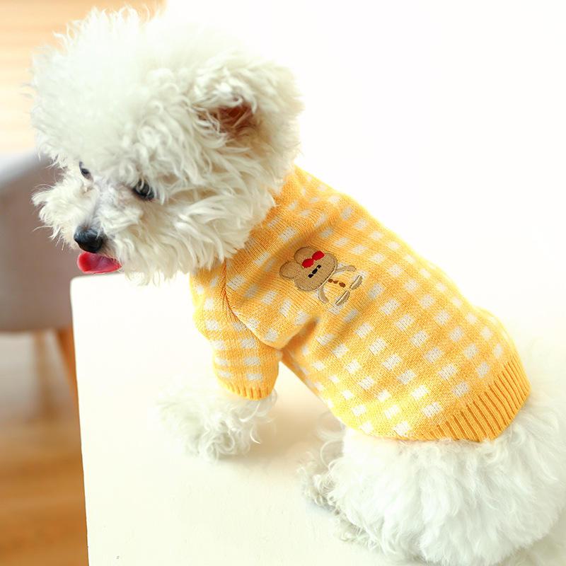 Autumn And Winter Lattice Customized Knitted Winter Pet Sweater Dog Clothes