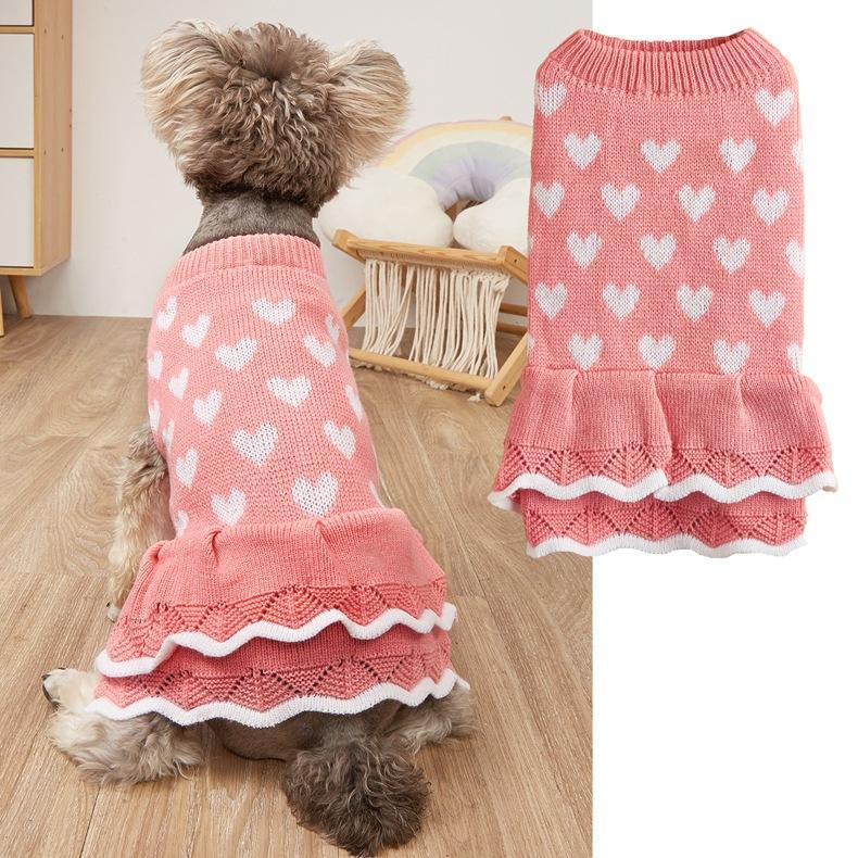 Wholesale Oem Pet Dog Cute Sweater Clothes Thickened Warm Red Lovely Sweater Apparel Dog Pet Warm Sweater Apparel