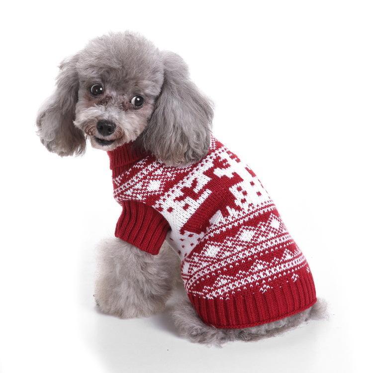 Hot Sale Fashion Comfortable Christmas Turtleneck Knitted Pet Sweater Dog Clothes