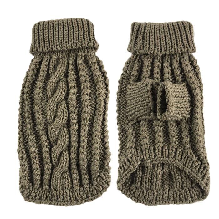 Soft Warm Oem Simple Cable Knit Dog Winter Clothes Pompon Tail Pet Handmade Sweaters