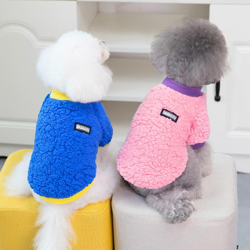 Candy Flannel Pet Dog Clothes Autumn Winter Clothes For Teddy Small Dog Pet