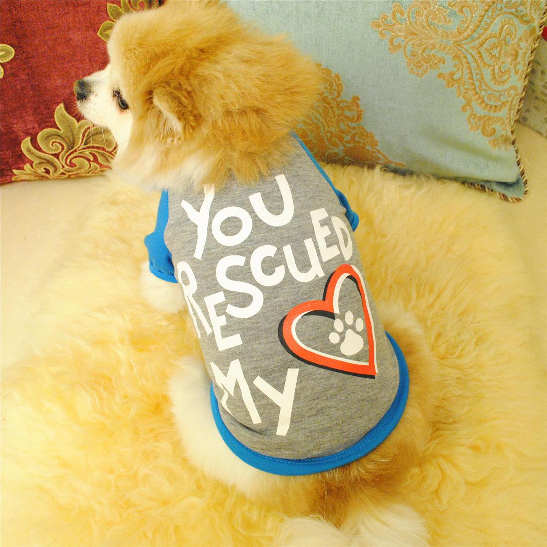 New Style You Rescued My Heart Printed Wholesale Summer Small Pet Dog T-shirts