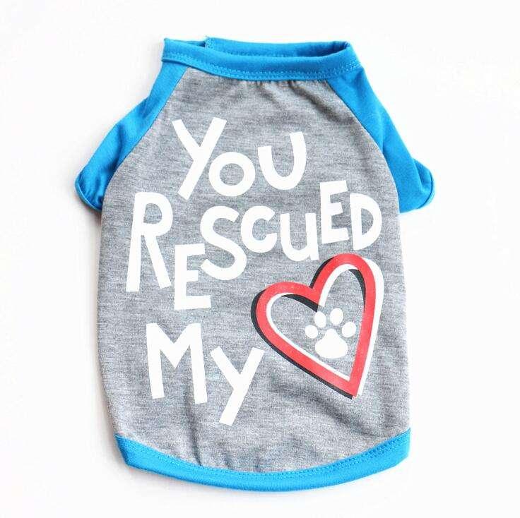 New Style You Rescued My Heart Printed Wholesale Summer Small Pet Dog T-shirts