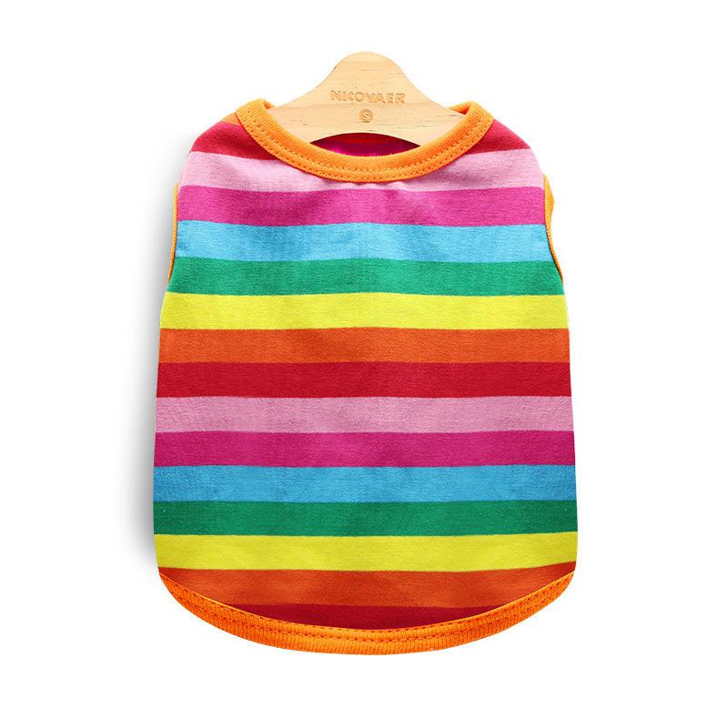Rainbow Striped Pet Cotton Thin Vest New Fashionable Dog Birthday T Shirts Clothes