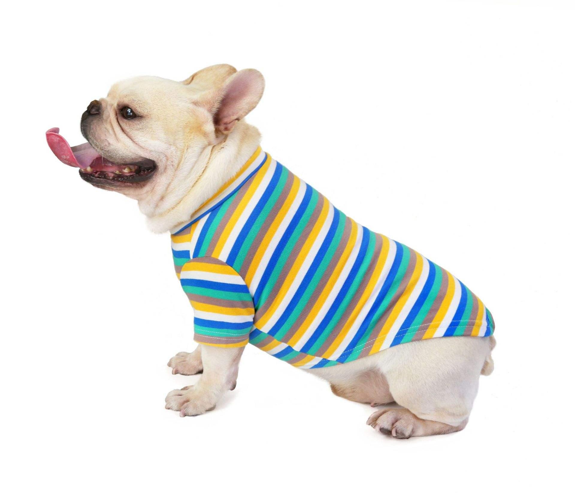 New Pet T-shirt Wild Striped Pajamas Soft Knit Recycled Pet Fashion Hoodie Dog Clothes