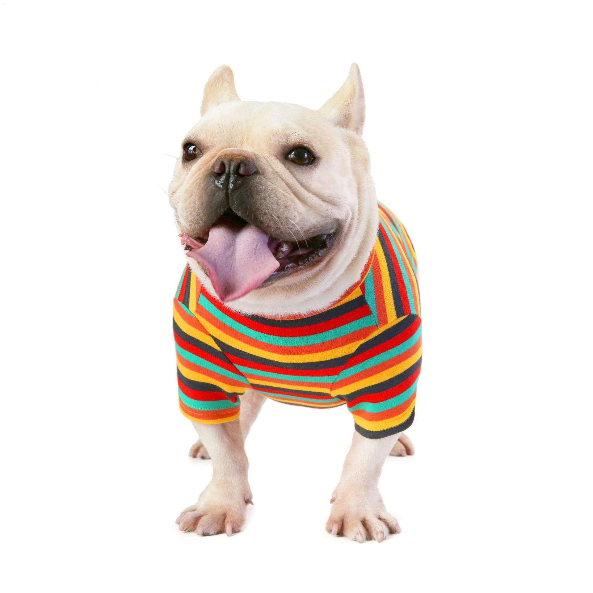New Pet T-shirt Wild Striped Pajamas Soft Knit Recycled Pet Fashion Hoodie Dog Clothes