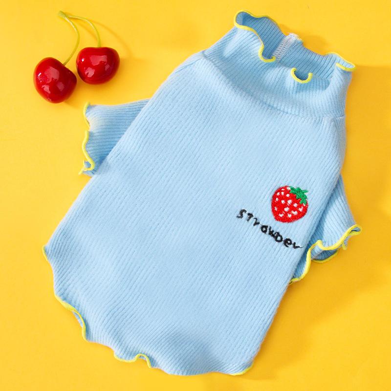 New Puppy Dog Vest Breathable Strawberry Pattern Sweater Solid Color Cat Shirt Spring Summer Dog Clothes