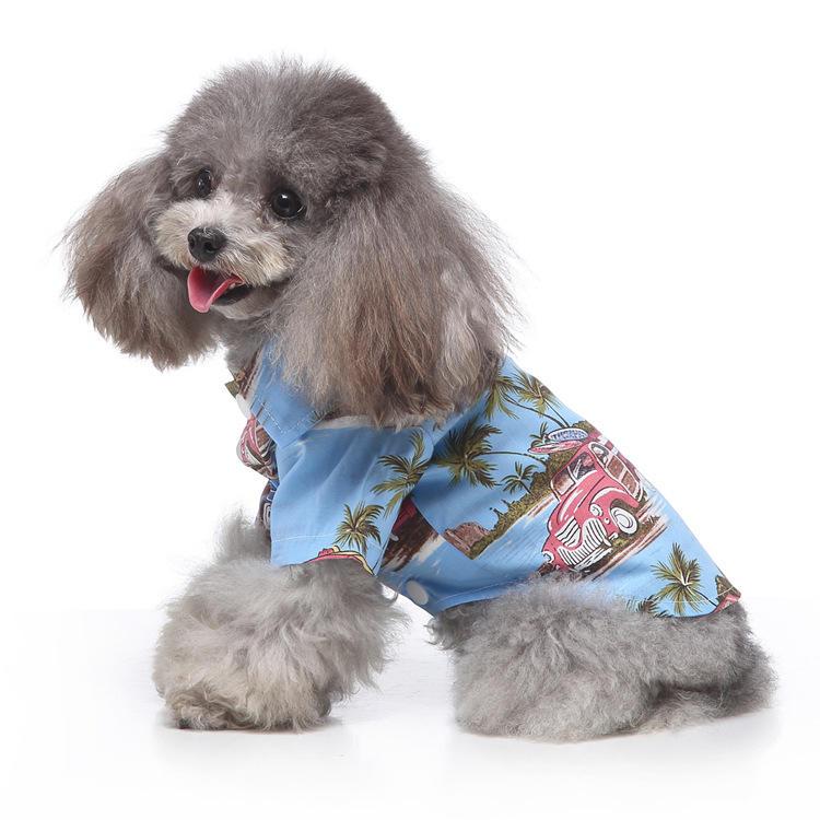 Pet Dog Hawaiian Shirts Clothes Daisy Print Shirt Beach Plaid Shirt For Pet Dog