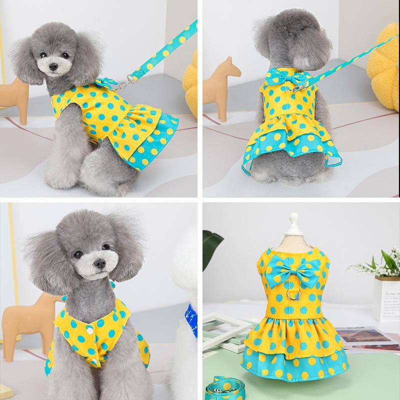 Custom Summer Cute Comfortable Cotton Designer Dog Harness Dress Wholesale Dog Clothes