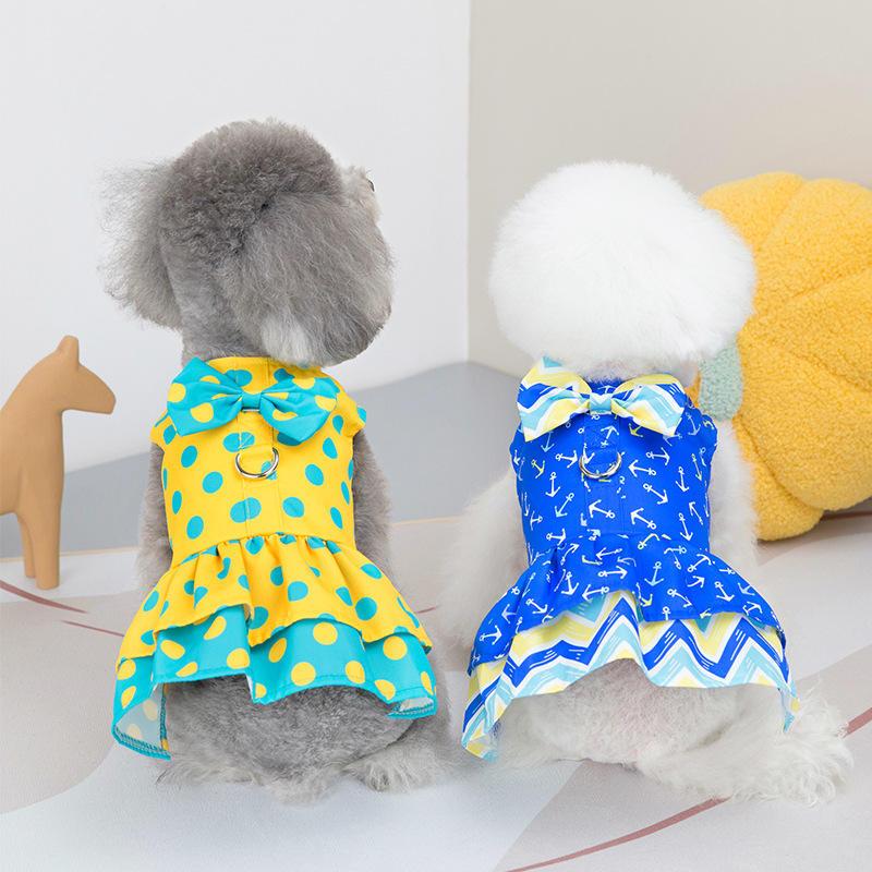 Custom Summer Cute Comfortable Cotton Designer Dog Harness Dress Wholesale Dog Clothes