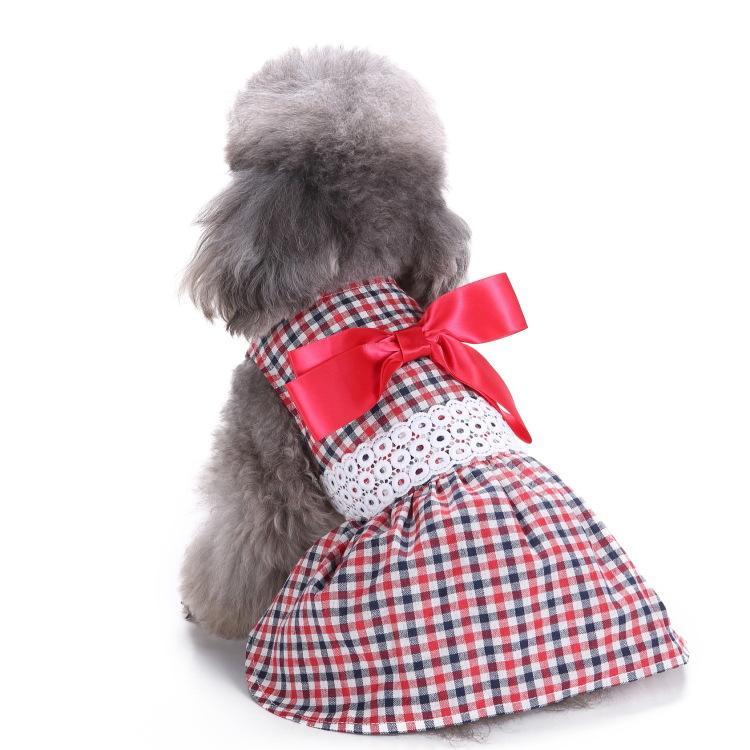 Luxury Cute Polka Dot Ribbon Cozy Sleeveless Summer Dog Clothes Shirt Sundress Pet Dog Dress