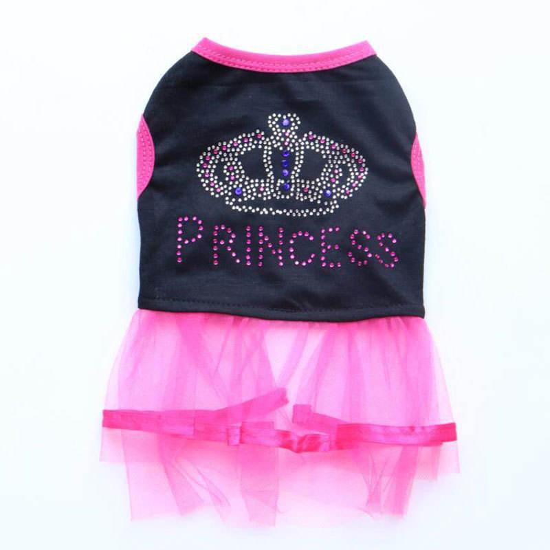 Fashion Black Rose Crown Lace Princess Lovely Dress For Dog