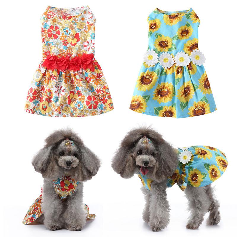 Flower Skirt Dog Clothes Dress Sleeveless Summer Luxury Pet Dog Dress
