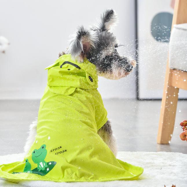 Pet Dog Two-legged Autumn And Winter Dog Clothes Puppy Poncho Hooded Teddy Snow Frog Shape Raincoat