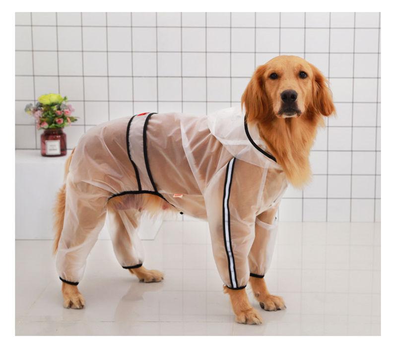 Fashion Dog Transparent Raincoat Light Clothes Waterproof For Golden Retriever Alaskan Shepherd With Hood Raincoat Jacket