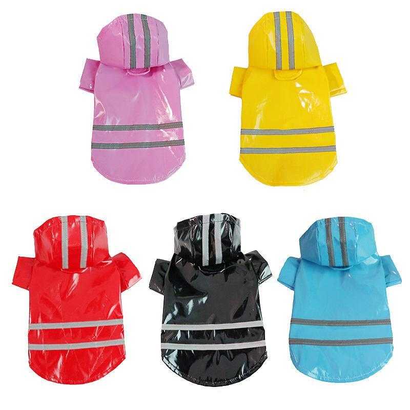 Wholesale Waterproof With Leash Hole Reflective Stripe Pet Dog Raincoat