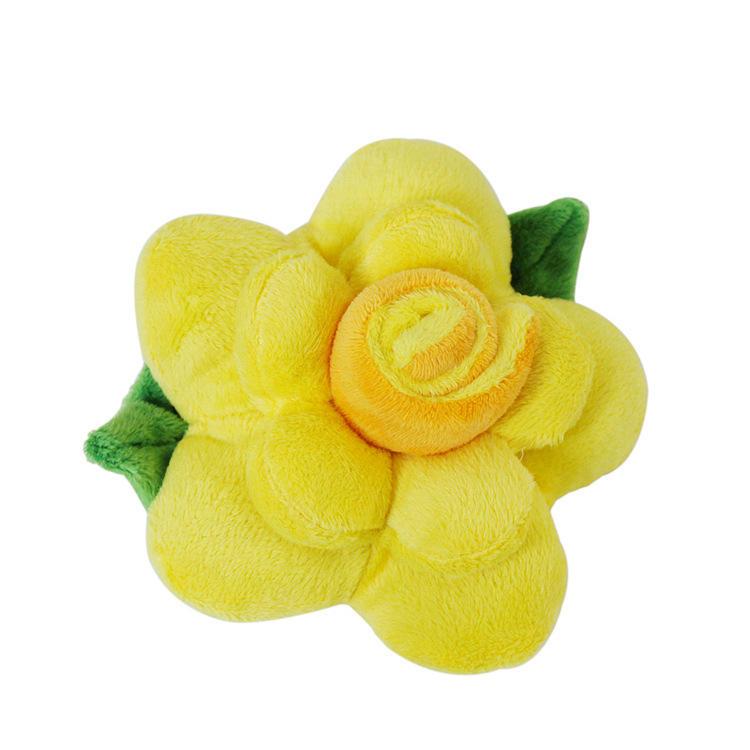 Floral Design Chew Interactive Dog Toy Teething Plush Squeaky Toy For Pets